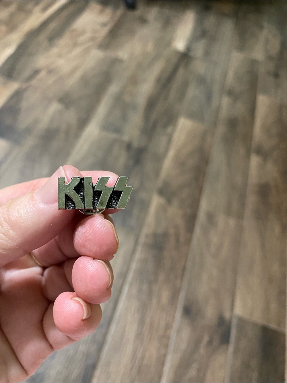 Silver KISS Logo Enamel Pin - Jewelry Accessory